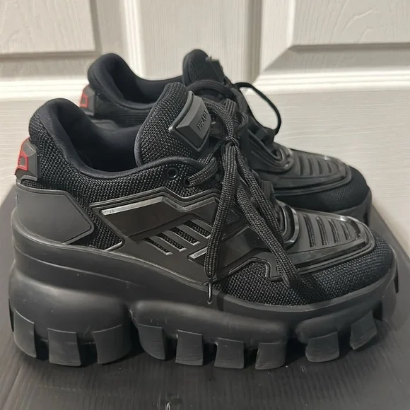 Prada Calzature Donna Nero maglia tech rubber wedge sneakers, Sz 35.5 - Picture 6 of 16